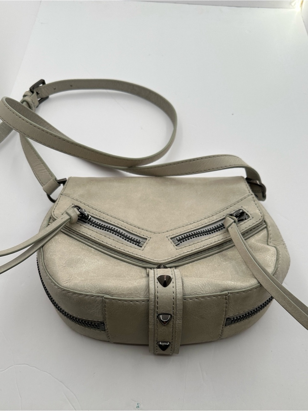 Botkier Taupe Crossbody Bag with Zipper Accents